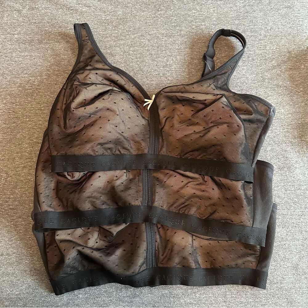 THREE No Wire Black Sheer Polka Dot Bras